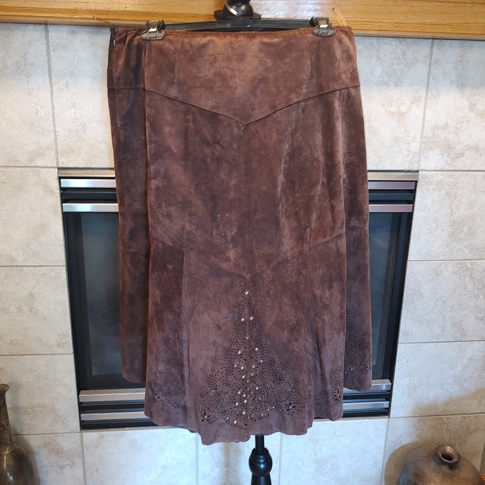 Leather Brown Petite Large Skirt!